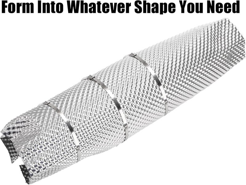 Coloch Exhaust Heat Shield Automotive,15”x 39” Embossed Aluminum Heat Shield Muffler Exhaust Wrap with Two Cable Metal Zip Ties High Temp Thermal Barrier for Car, Muffler, Battery - Image 5